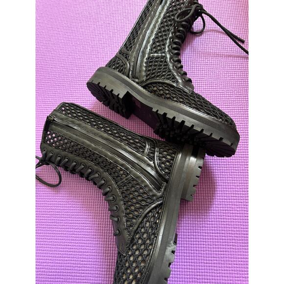 $1287 Jimmy Choo Womens Black Calfskin Ankle Combat Boots Size 36.5 - Picture 7 of 10